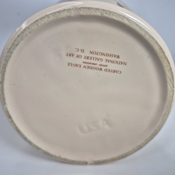 National Gallery of Art Carved Wooden Eagle Ceramic Pitcher. - Picture 13 of 14